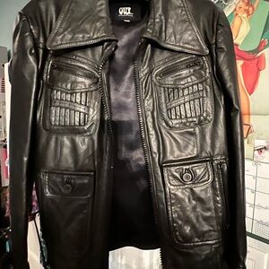 Oui Black Leather Vintage Jacket made in Uruguay
